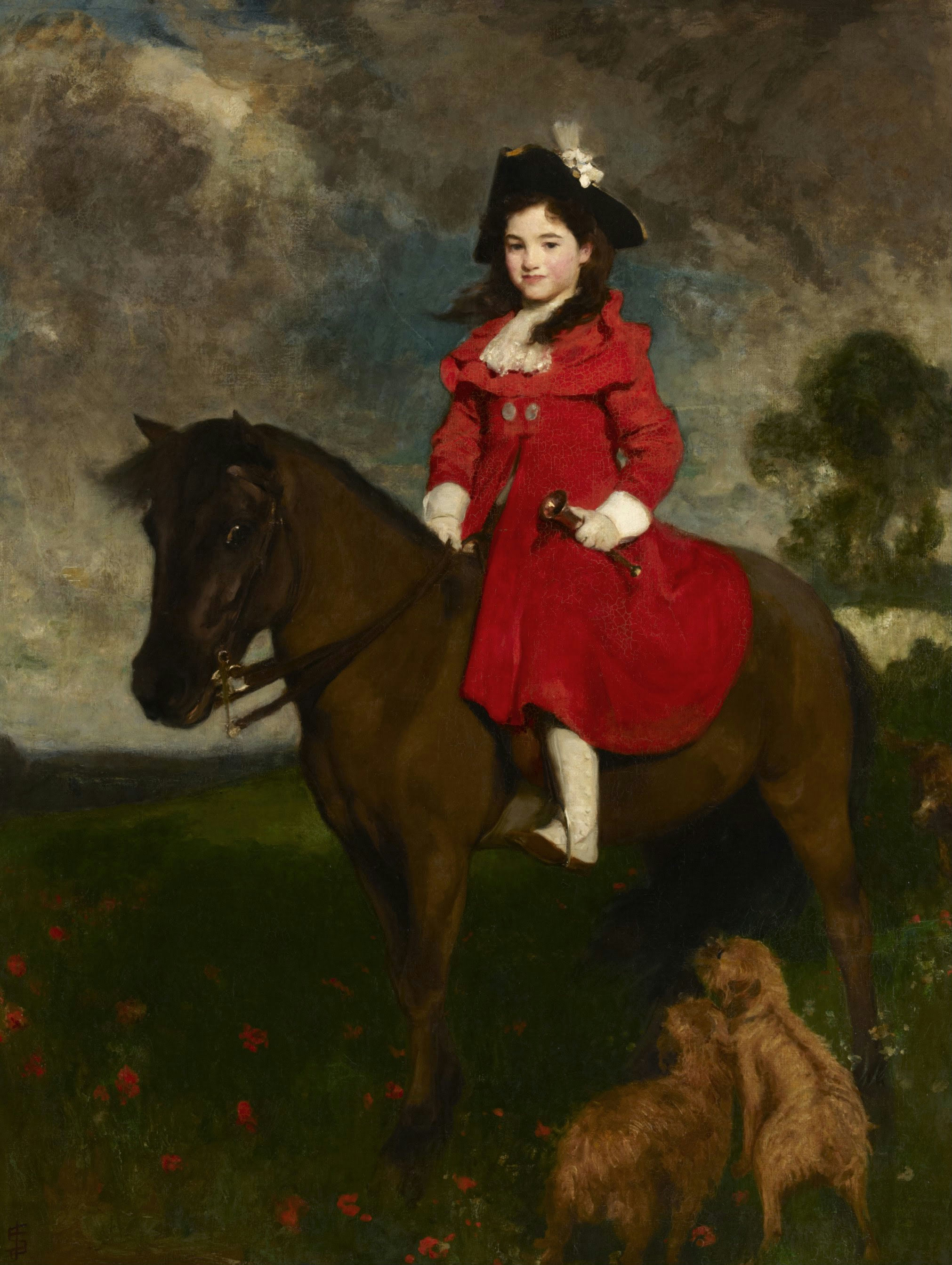 《田野里，画家的女儿骑着小马》