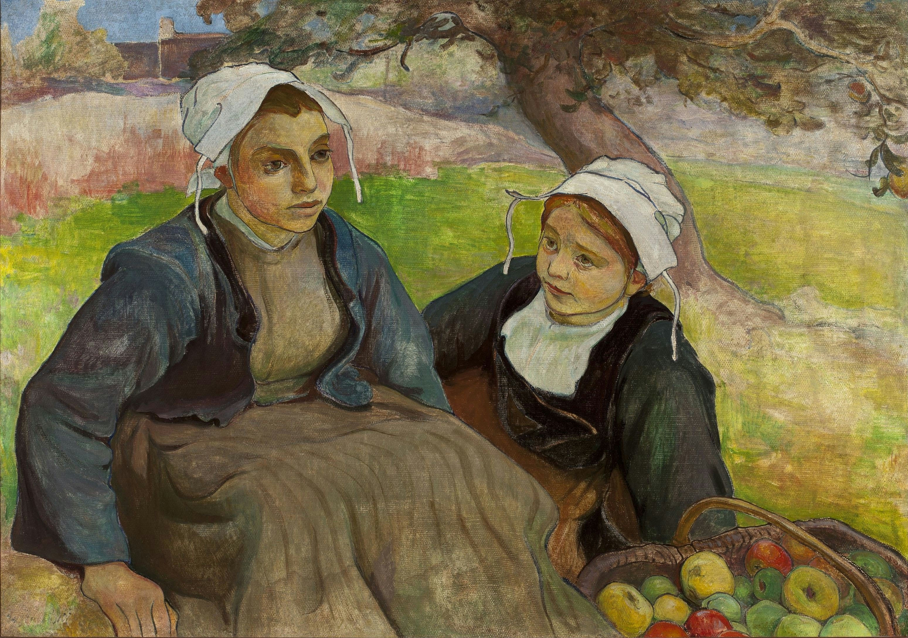 《两位布列塔尼妇女与一篮苹果》