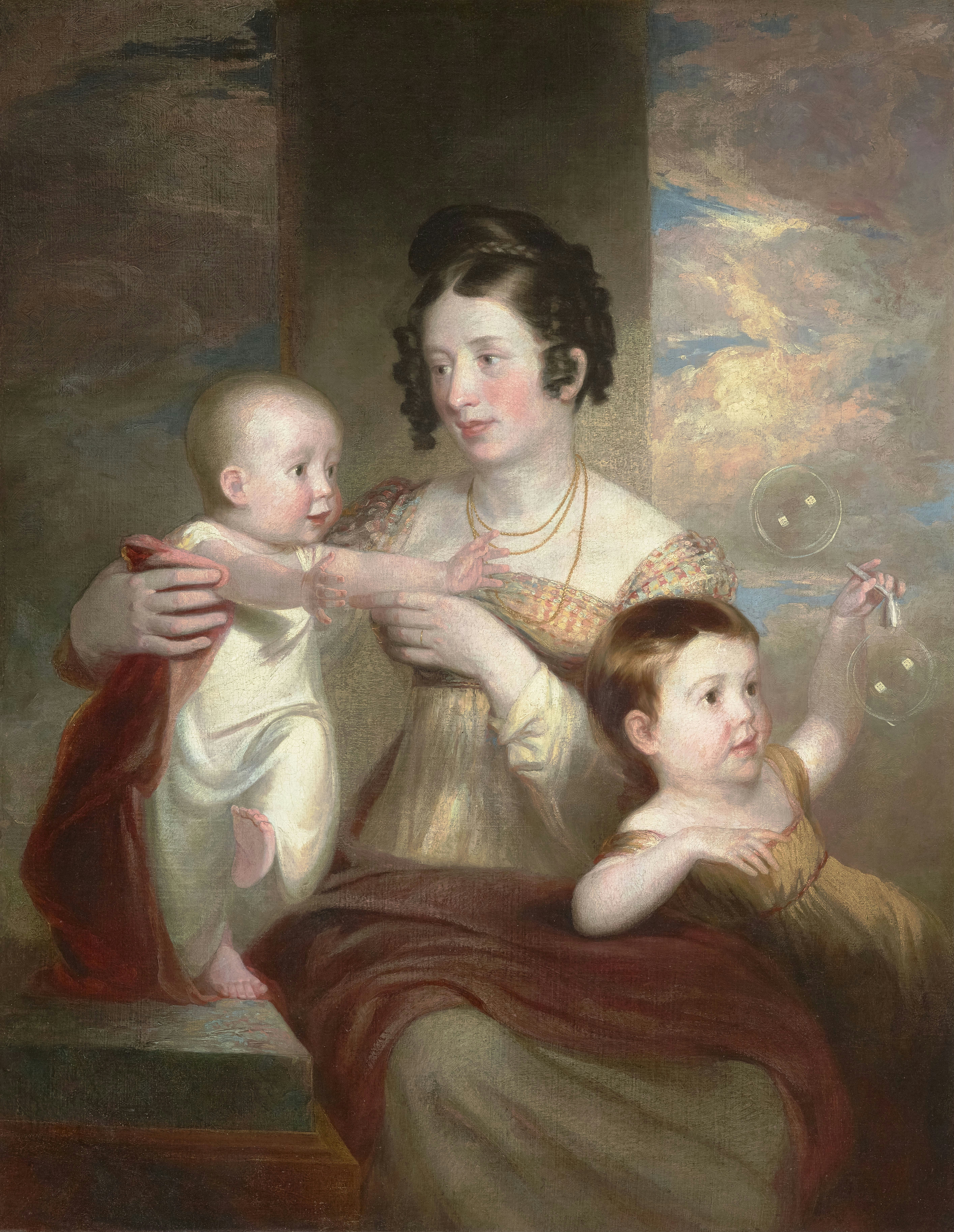 《摩尔斯夫人和两个孩子的肖像》