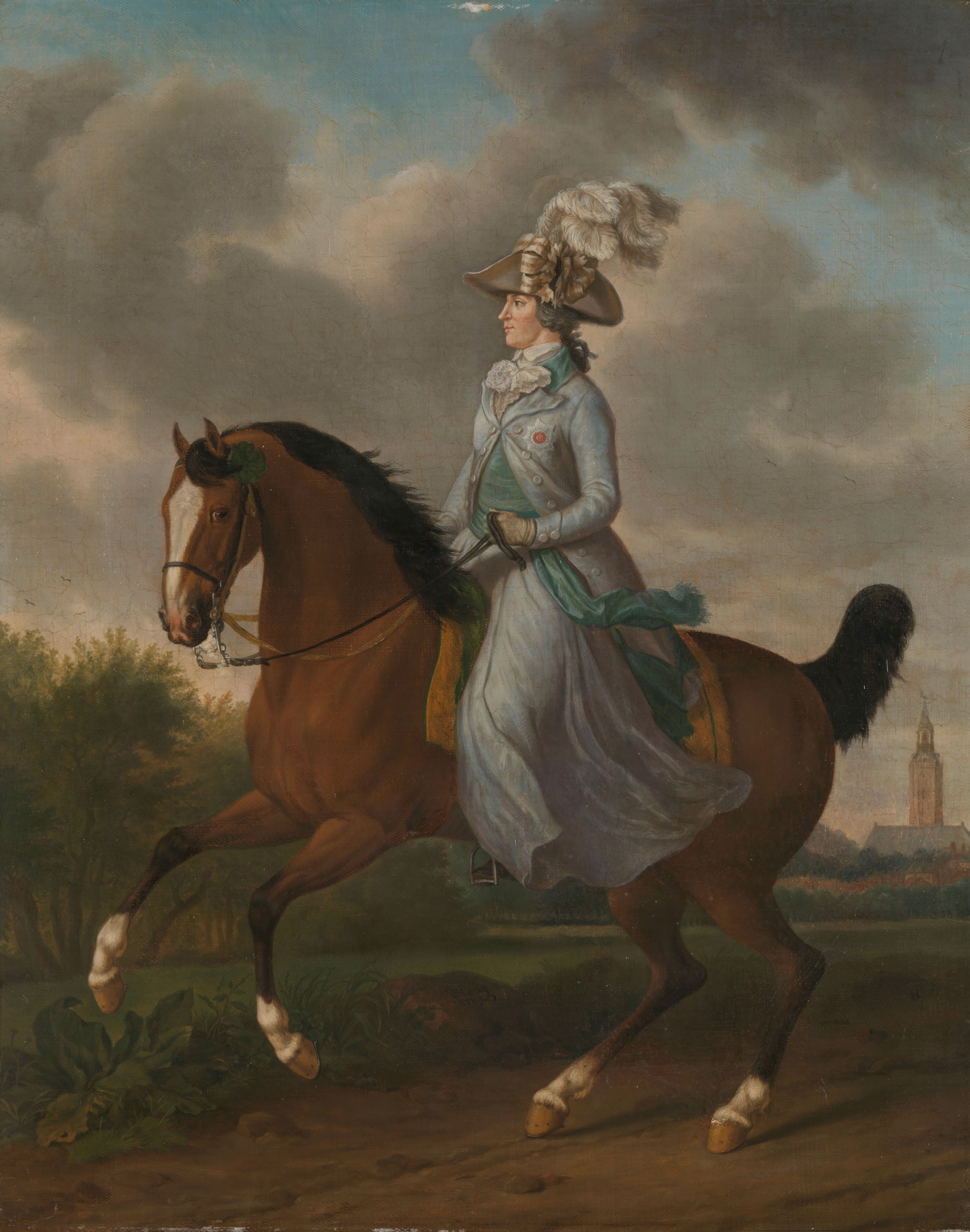 《普鲁士的弗雷德里克·索菲亚·威廉明娜，威廉五世的妻子，骑马》