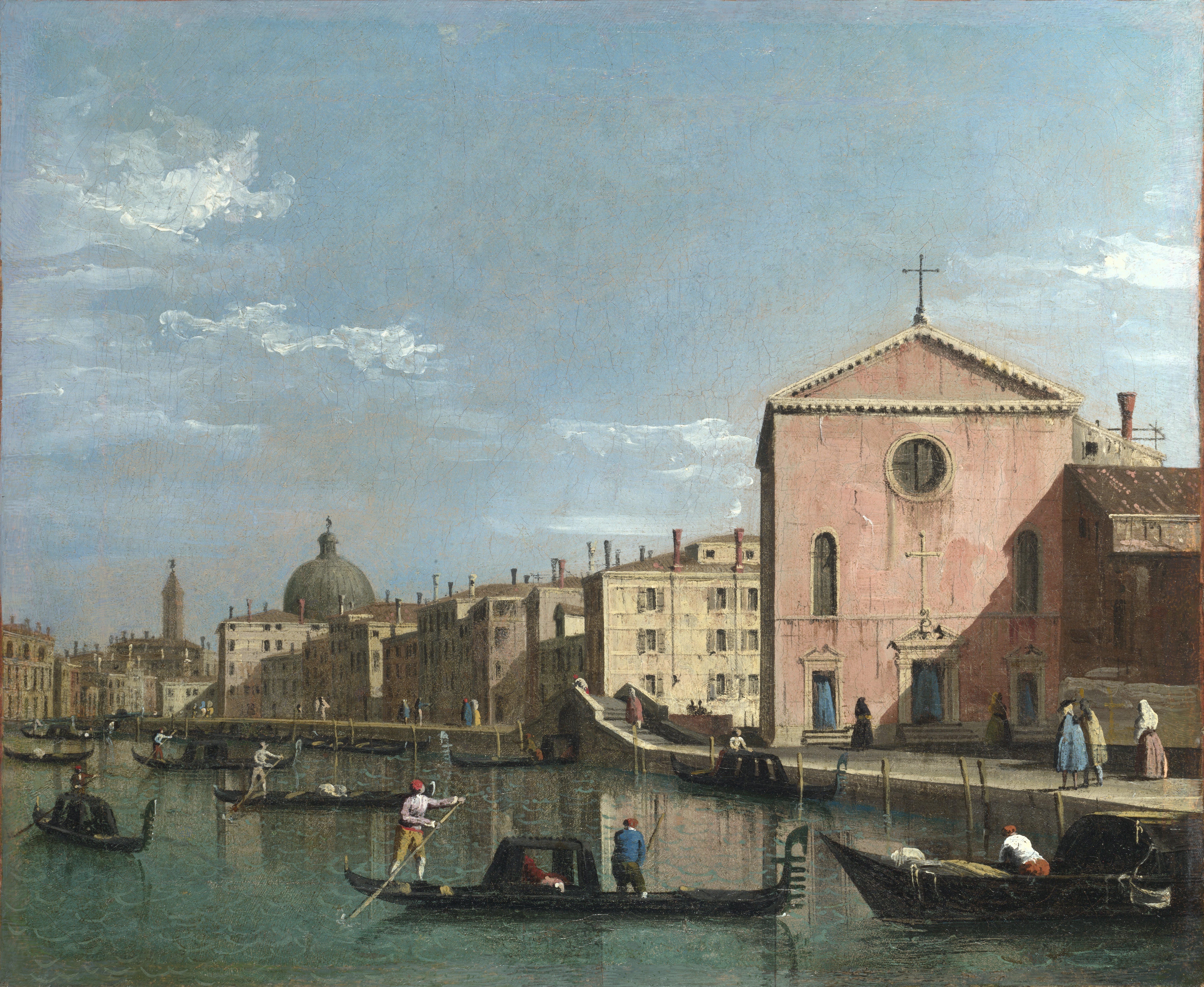 《威尼斯：面向圣十字教堂的大运河上游》