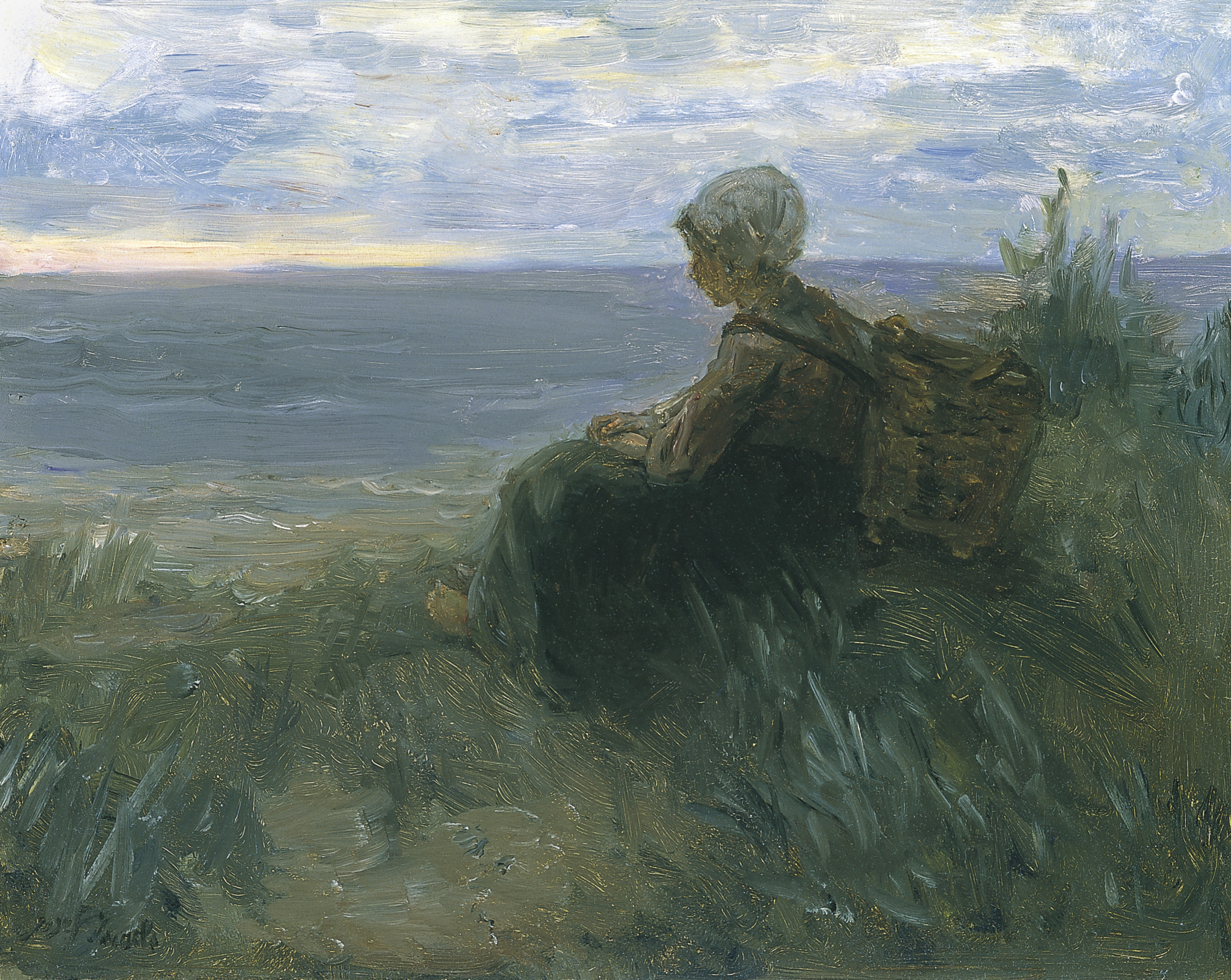 《坐在沙丘上眺望大海的渔家女》