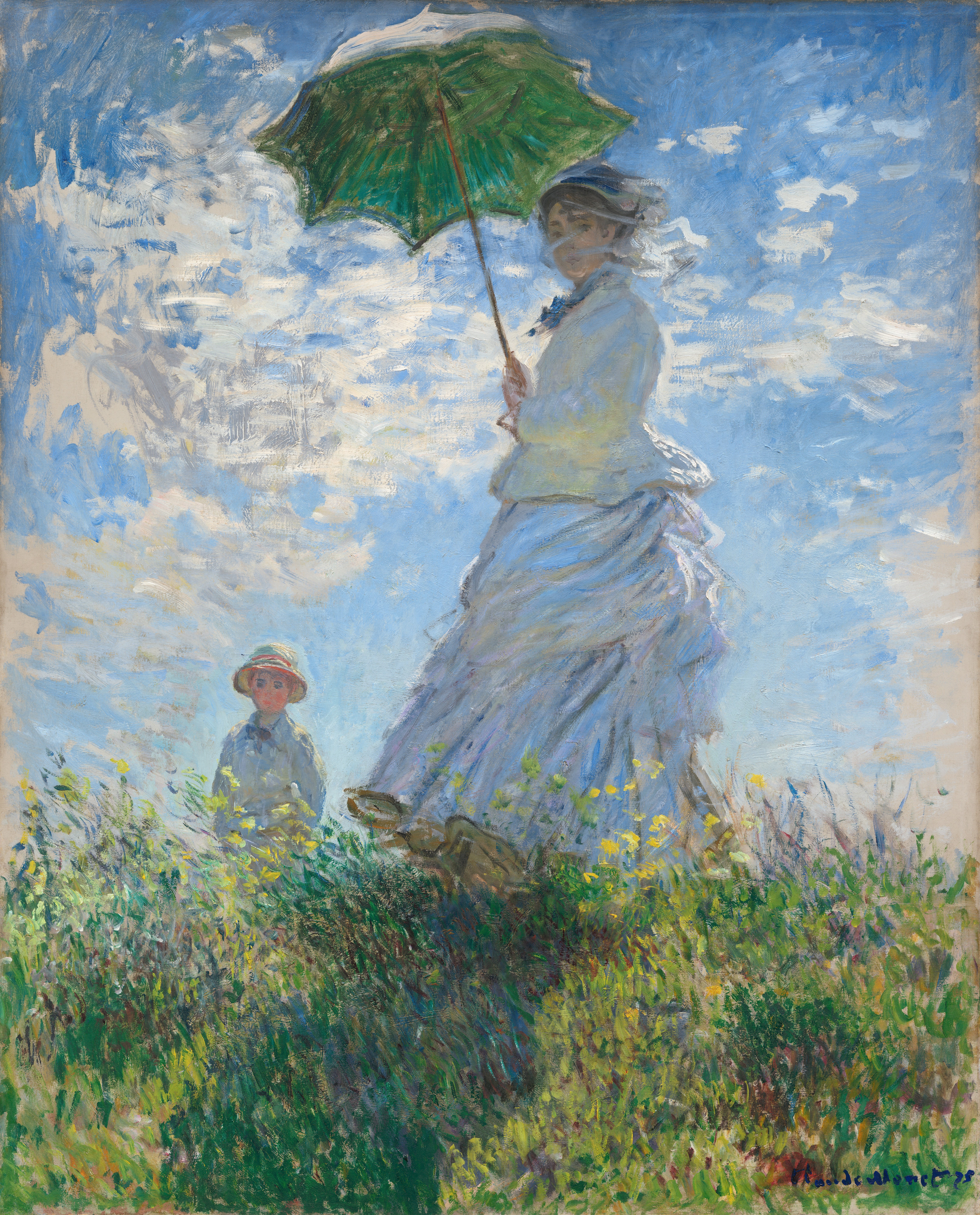 《持太阳伞的妇人：莫奈夫人和她的儿子》