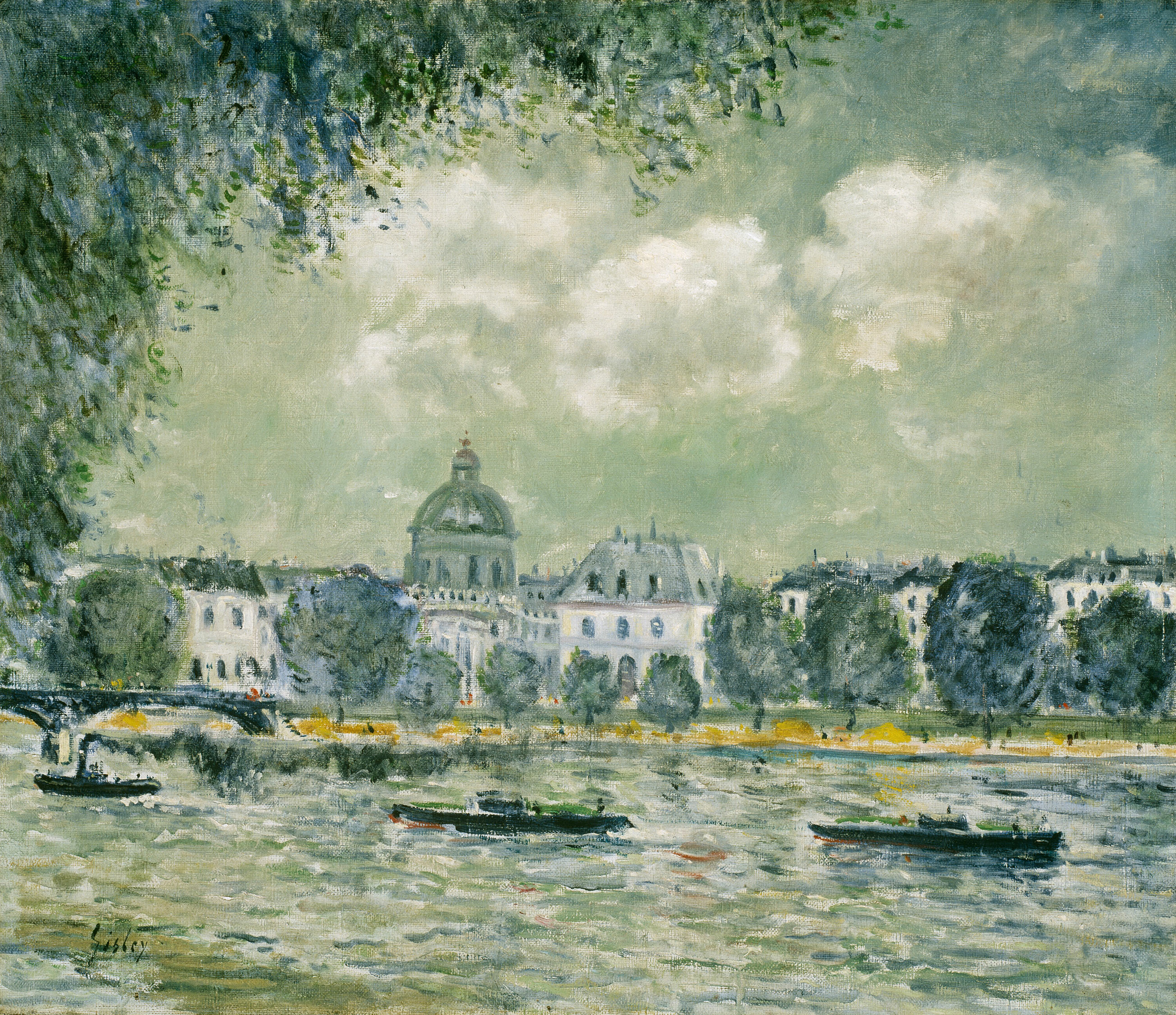 《塞纳河上的艺术桥和法兰西学院》