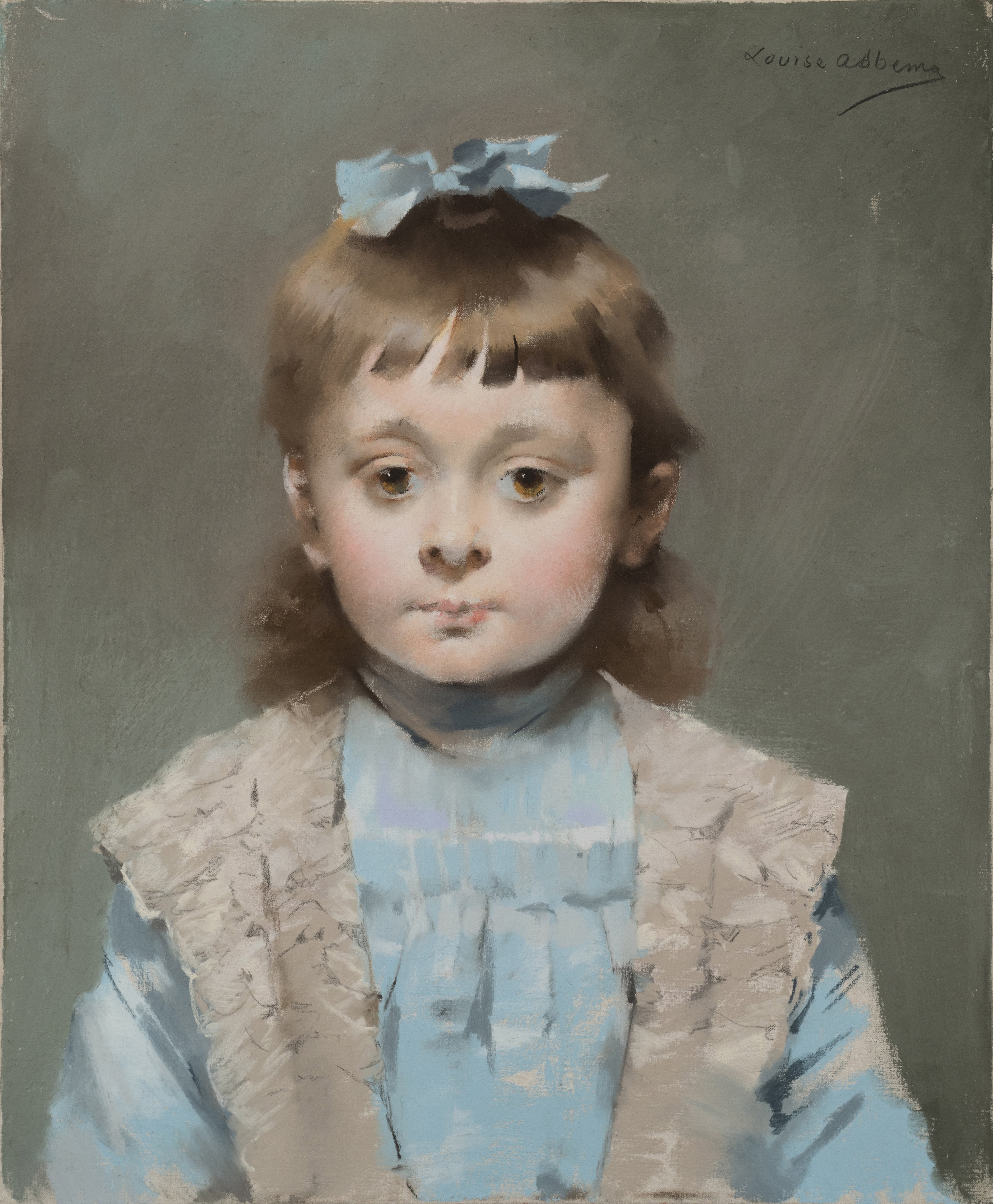 《一个戴蓝丝带的年轻女孩的肖像》