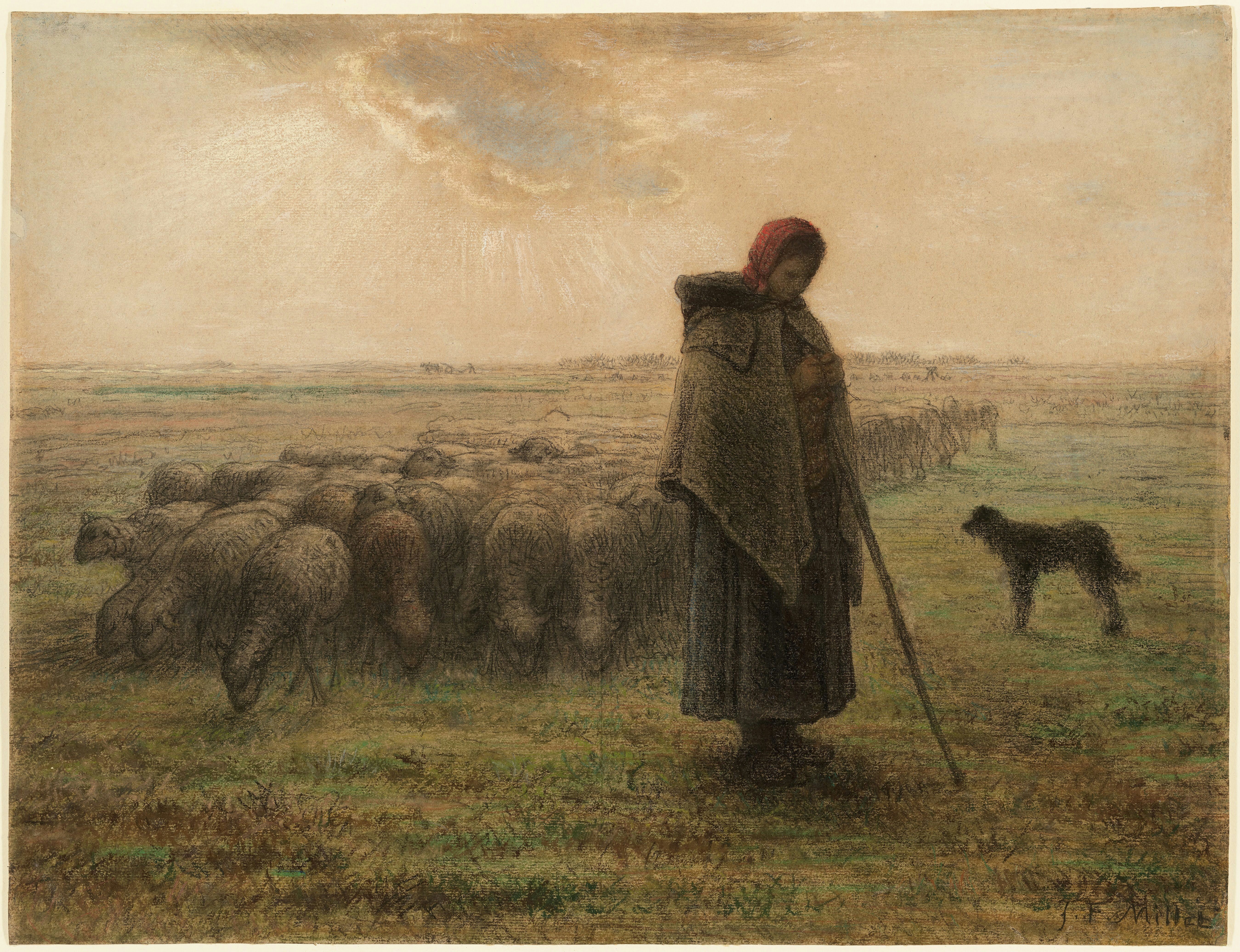 《牧羊女与羊群》